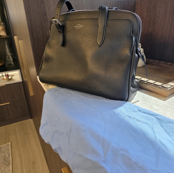 Smythson Black Leather Bag - Picture 6 of 7